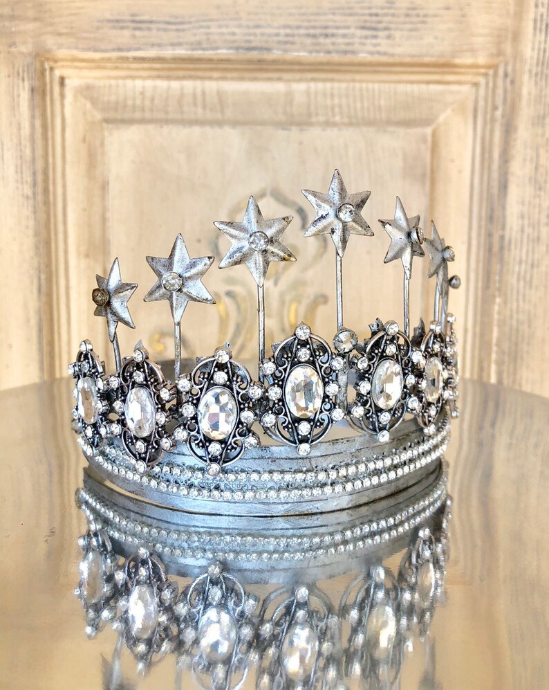 Embellished Metal crown, crown decor, silver tiara, Mediterranea Design Studio, princess tiara, french crown, cake topper, french tiara image 5