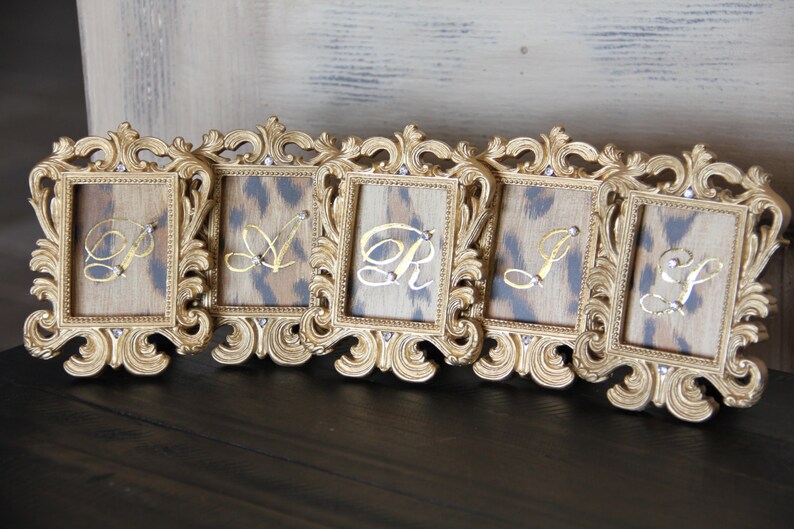 Paris Frames, french miniature frames, embellished frames, Mediterranea Design Studio french decor, gold frame framed paris sign paris decor image 3