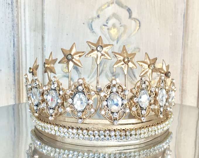 Gold Metal Crown Embellished Metal Crown Crown Decor Gold Etsy