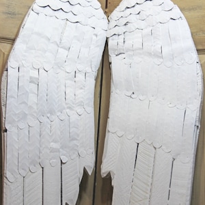 White Angel Wings, wood and metal wings, angel wing wall decor, painted angel wings, Mediterranea Design Studio, white metal angel wings