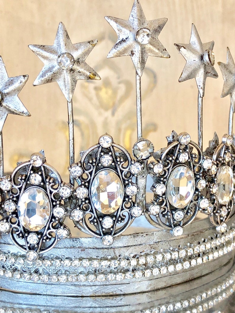Embellished Metal crown, crown decor, silver tiara, Mediterranea Design Studio, princess tiara, french crown, cake topper, french tiara image 4