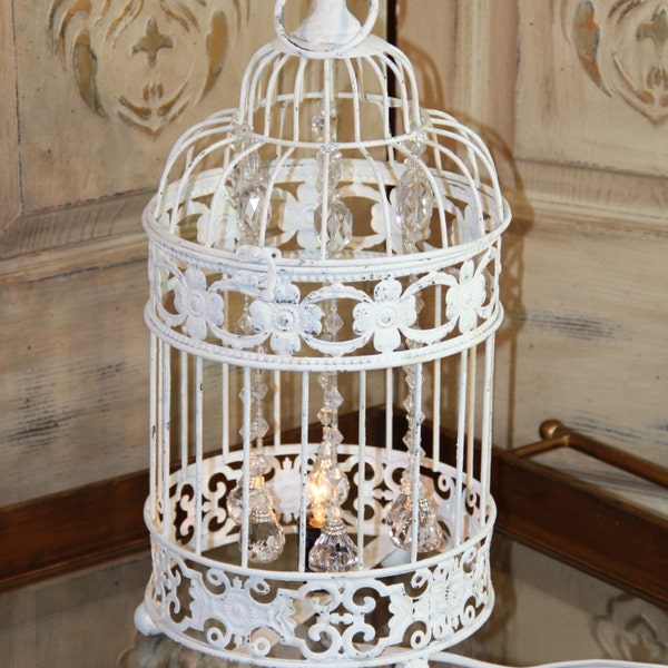 Jaula lámpara, lámpara de la jaula, jaula luz, Mediterranea estudio de diseño, decoración shabby chic antiguo francés decoración, decoración de la jaula