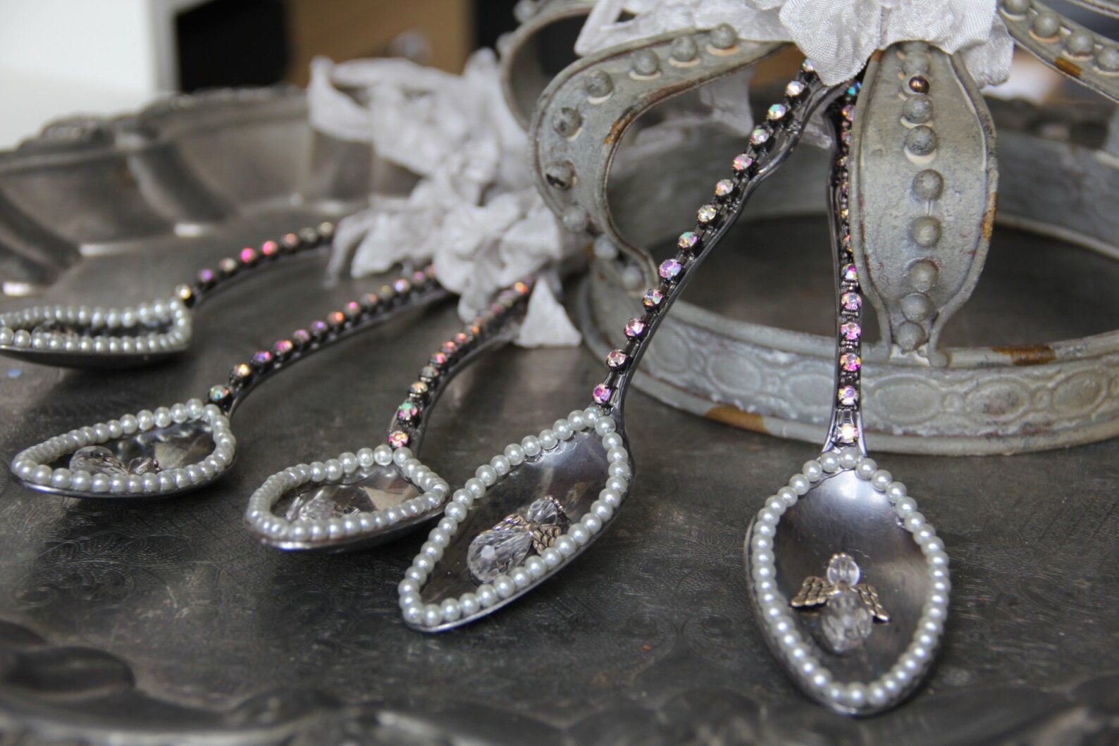 Vintage Spoon Ornament Silver Spoon Ornament Angel Ornament Etsy