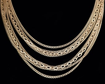 lot of 3 necklaces vtg chains gold tone metal 46inch 50inch 60 inch