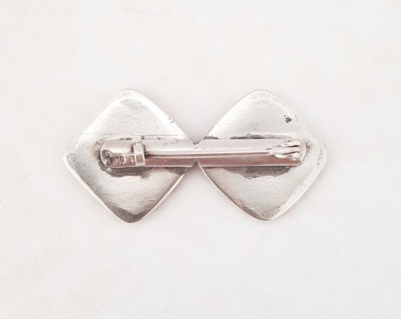Vintage 800 Silver Niello Cufflink brooch Pin, Bl… - image 3