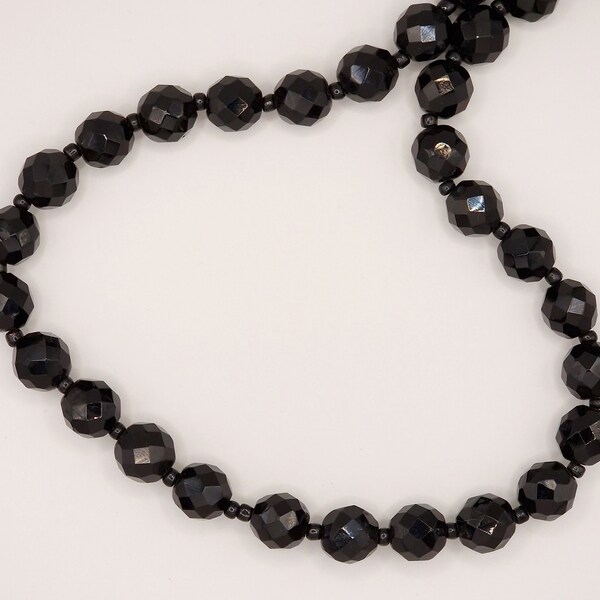 Jet Bead Necklace Etsy