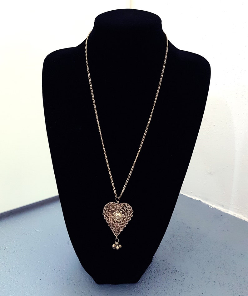 Vintage Ethnic Heart Pendant Necklace Caged Heart Pendant | Etsy