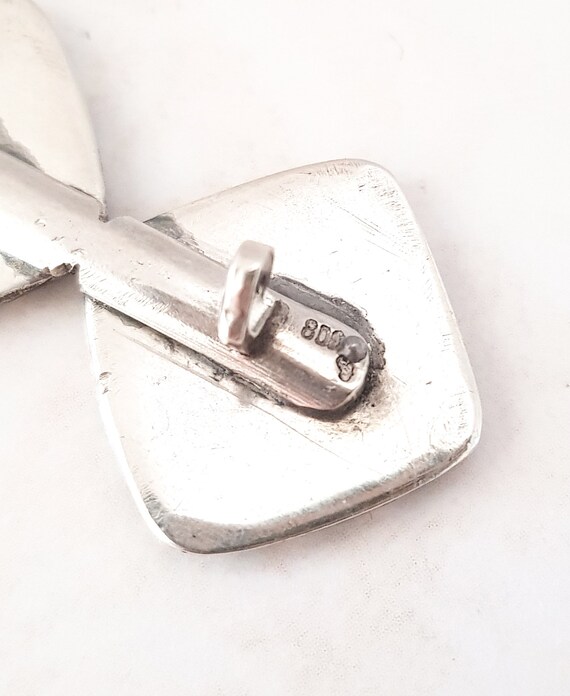 Vintage 800 Silver Niello Cufflink brooch Pin, Bl… - image 5