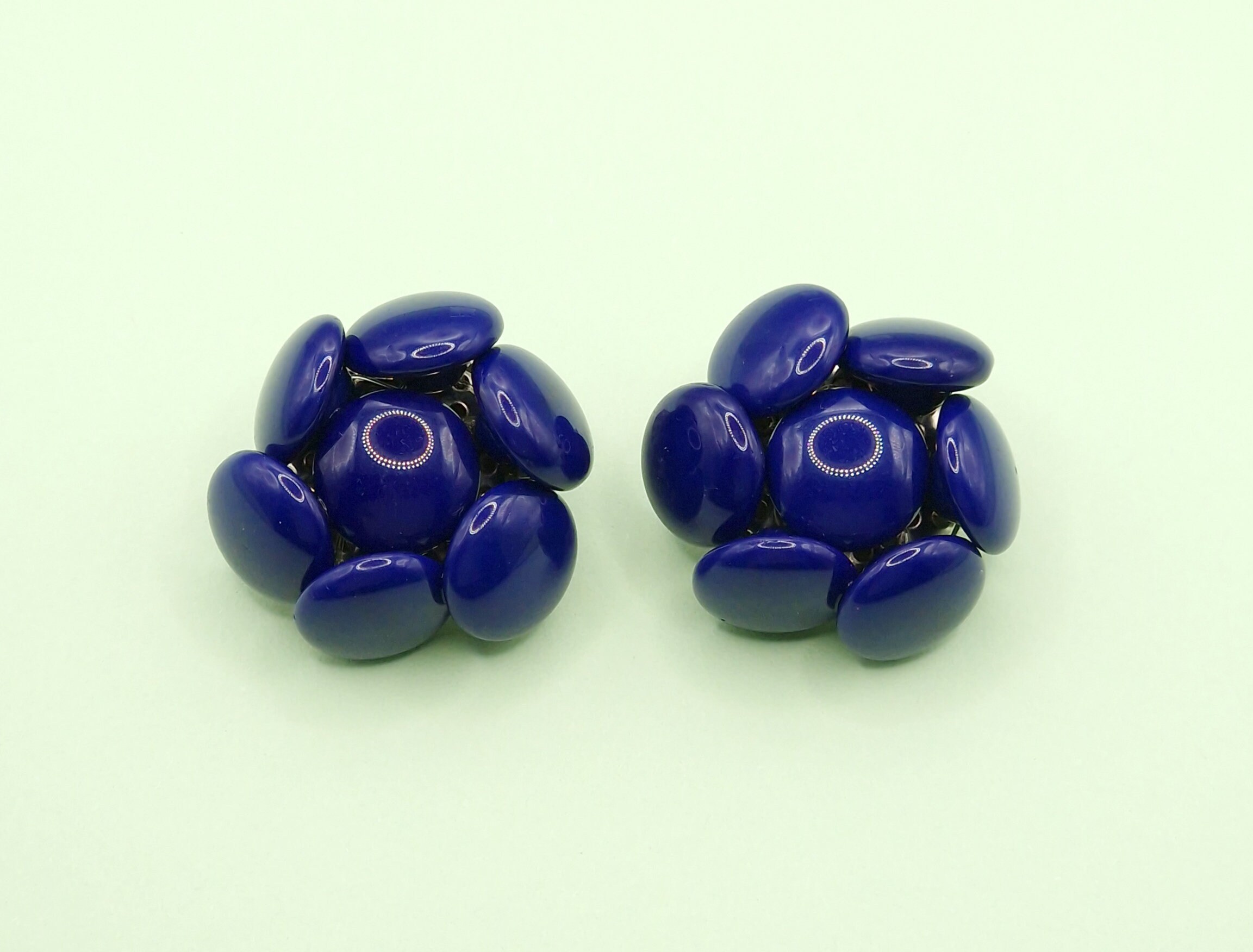 Boucles D'oreilles Clips Vintage Années 60/70 - Perles En Verre Coloré, Doré