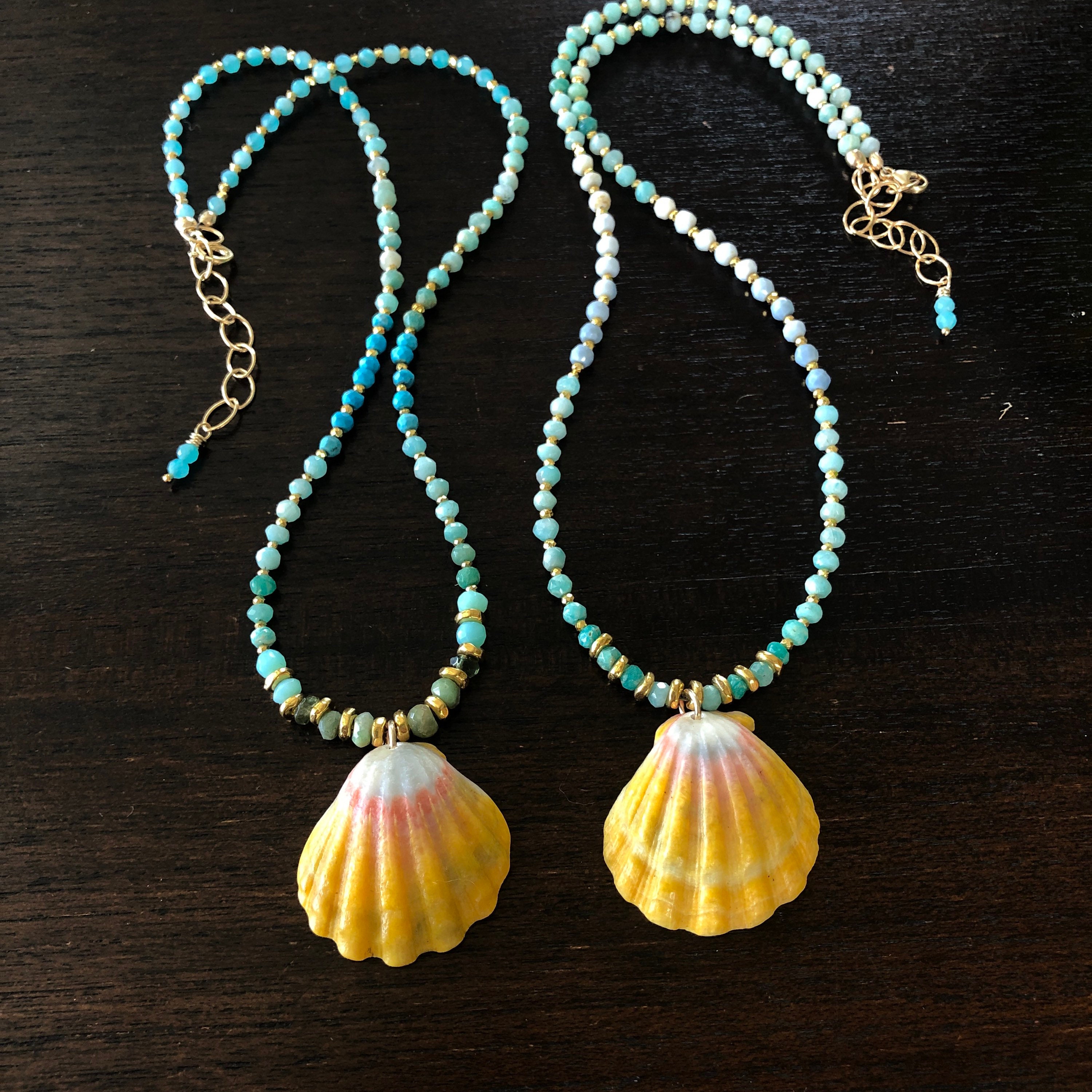 Hawaiian Sunrise Shell and Gemstone Necklace by Liquid Sunshine