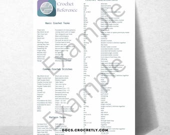 Free Printable Crochet Abbreviations Chart