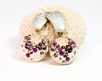 Pastel Rose - Crystal earrings with matted stud earrings