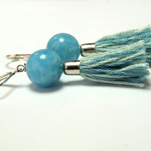 Waterfall Aquamarin Tassel earrings image 1