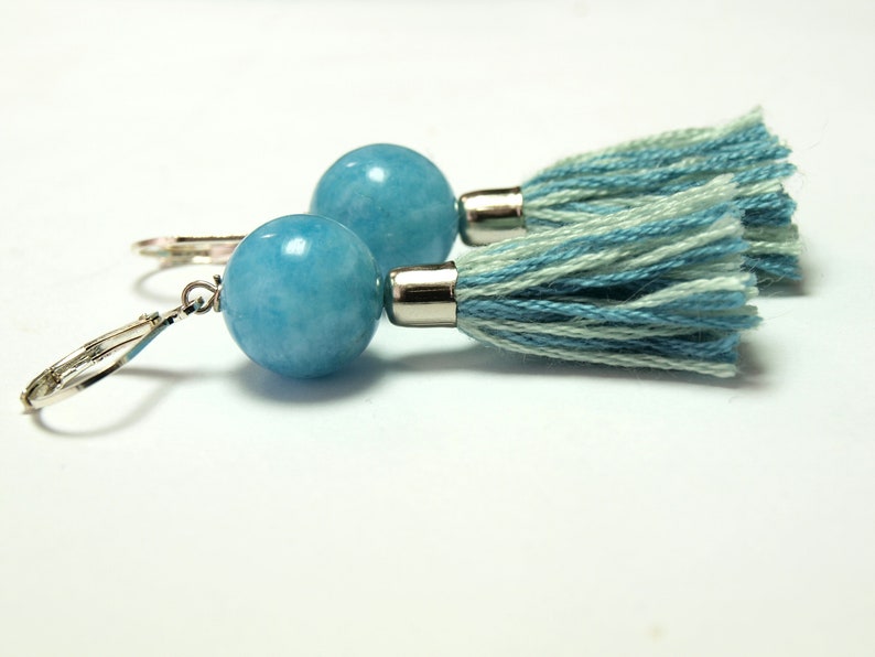 Waterfall Aquamarin Tassel earrings image 1