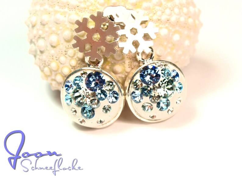 Snowflake rhodonated Ear studs 12mm dia with crystal chatons