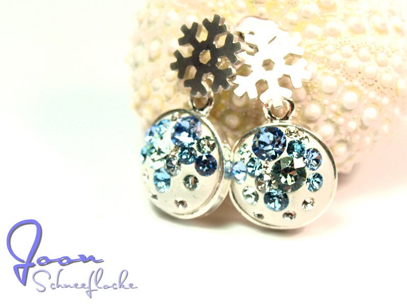 Snowflake rhodonated Ear studs 12mm dia with crystal chatons