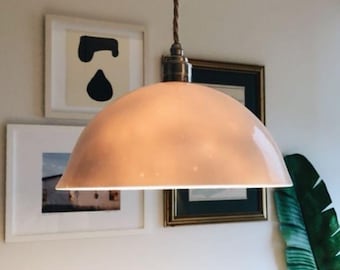 White domed ceramic pendant light shade