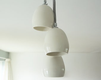 White organic 3 porcelain pendant light