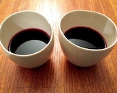 Pair of Porcelain wine cups, handmade bowls, unique white wine glasses