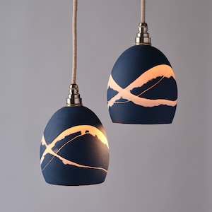 Ocean blue wave porcelain pendant wall lamp