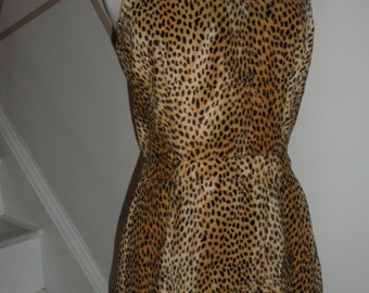 vintage faux fur leopard cheetah dress bombshell dress small xtra small handcrafted appears 1960s wiggle dress
