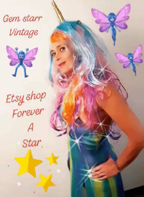 Vintage ombre unicorn color dance costume dress un