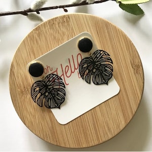 Plant Lover Earrings | Monstera Earrings | Black Monstera | Dangle Earrings | Monstera Leaf Earrings | Botanical Earrings | Large Earrings