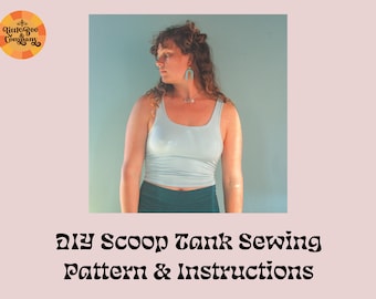 DIY Scoop Tank Top | PDF Digital Sewing Pattern | Basic Tank Top | Double Layered Tank Top | Yoga Top | Size 00-18 |