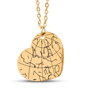 Collier personnalisé carte des étoiles en forme de coeur, ciel nocturne par date, cadeau fête des mères, collier constellations personnalisé