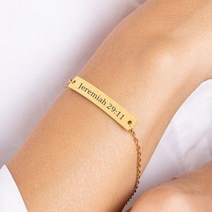 Custom Bible Verse Gold Bracelet, Christian Bracelet Gift for Mom, Christian Jewelry, Bracelet for Mother, Unique Gift, Religious Gifts