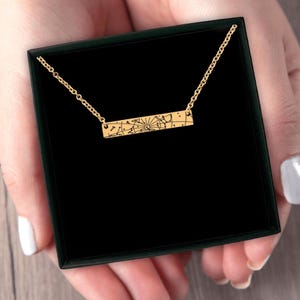 Collier personnalisé carte des étoiles, ciel nocturne par date, cadeau fête des mères, collier constellations personnalisé
