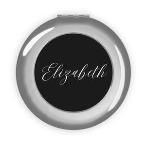 Personalisierter Name Kompakter Reisespiegel, Silber faltbarer benutzerdefinierter Taschen-Make-up-Spiegel, Brautdusche Geschenk, Reise-Kosmetikspiegel, Freunde Geschenk
