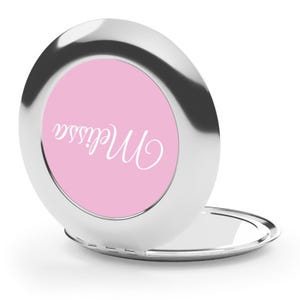 Personalisierter Name Kompakter Reisespiegel, Silber faltbarer benutzerdefinierter Taschen-Make-up-Spiegel, Brautparty-Geschenke, Geschenke für besondere Anlässe für Sie