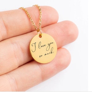 Collar escrito a mano personalizado, Collar de mensaje personalizado, Regalo del Día de las Madres, Joyería personalizada, Regalos de novias