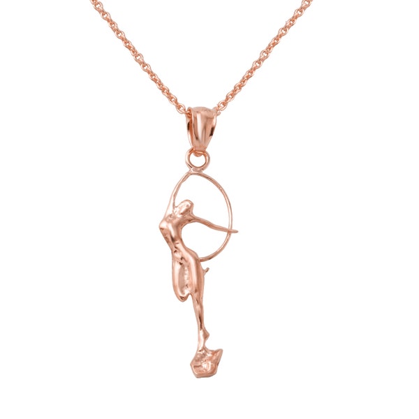 Gymnastik Mädchen Halskette aus Sterling Silber (18K Rose Gold Plating), Gymnastik Schmuck Charm, Gymnastik Geschenk, Rhythmische Gymnastik Halskette.