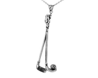 Golf Clubs & Ball Necklace in Sterling Silver