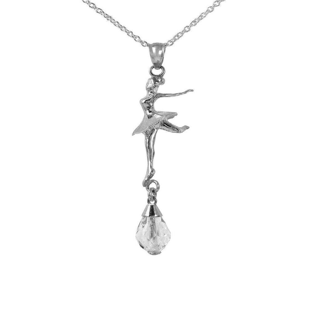 Ballerina Necklace in Sterling Silver With Swarovski Crystal Teardrop