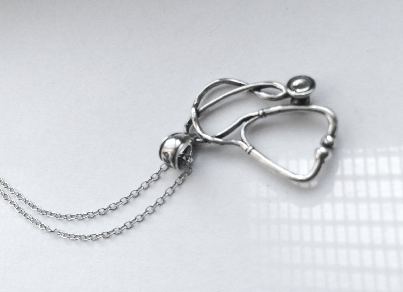 Stethoscope Necklace in Sterling Silver Graduation Jewelry Etsy