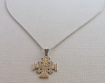 Jerusalem Cross in Sterling Silver, Cross Jewelry.
