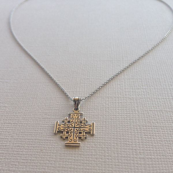 Jerusalem Cross in Sterling Silver, Cross Jewelry.