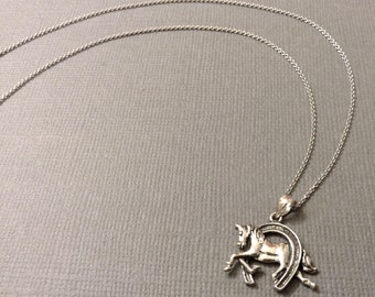 Horse Within Horseshoe Necklace in Sterling Silver