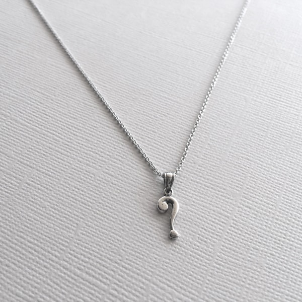 Question Mark Necklace in 925 Sterling Silver, Question Mark Jewelry