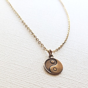 Yin-Yang Necklace in Bronze, Yin Yang Jewelry,  Yoga Jewelry, Friendship Necklace, Gift For Her.