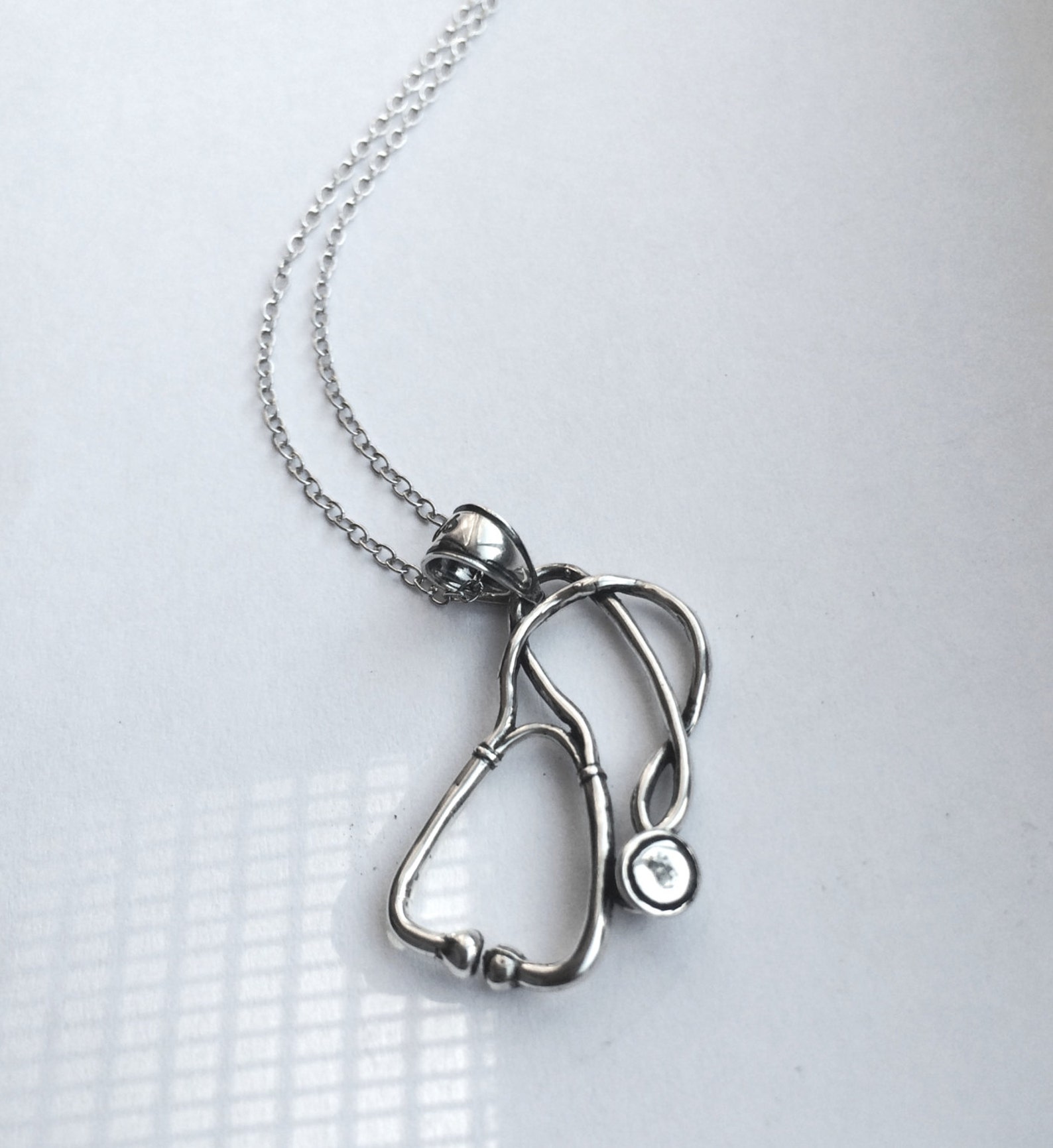 Stethoscope Necklace in Sterling Silver Graduation Jewelry Etsy