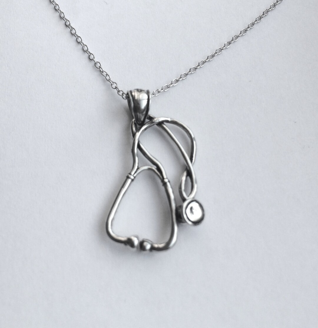 Stethoscope Necklace in Sterling Silver, Graduation Jewelry, Graduation ...