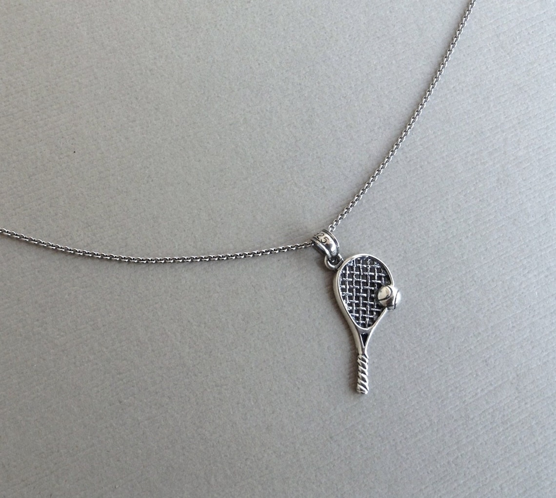 Tennis Racket Necklace in Sterling Silver Tennis Racket Etsy