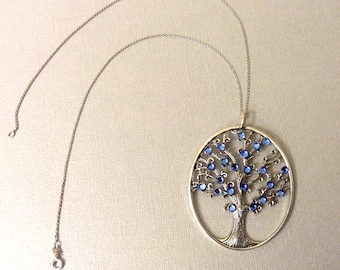 Tree of Life Necklace in Sterling Silver with Swarovski Crystals, Tree of Life Jewelry, Birthstone Jewelry.