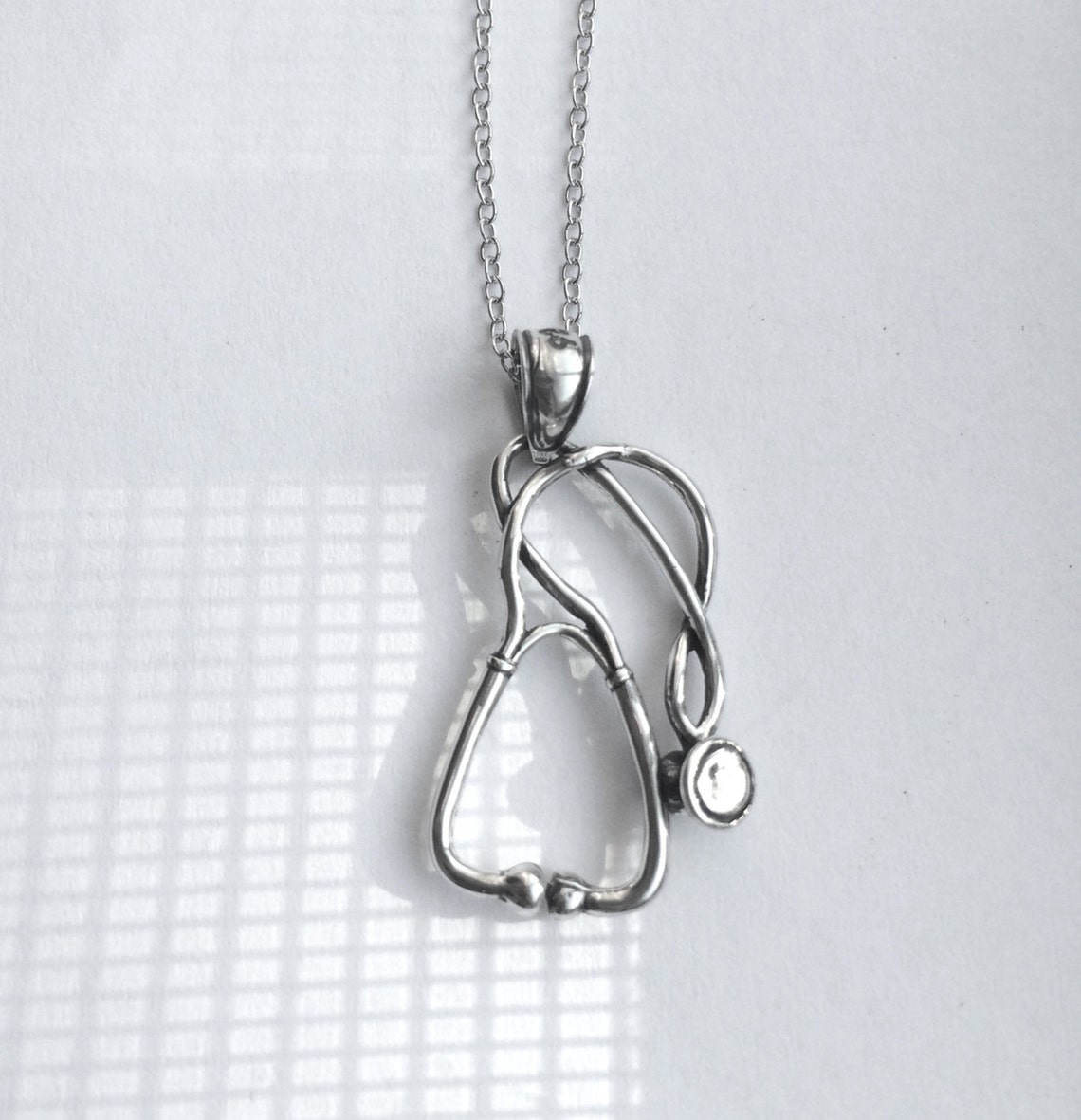 Stethoscope Necklace in Sterling Silver Graduation Jewelry Etsy