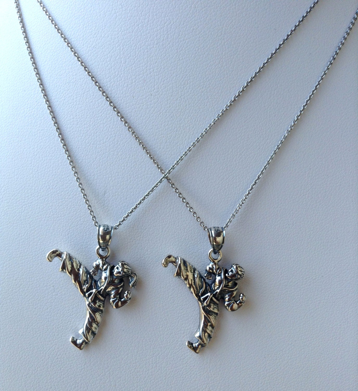 Karate Boy & Girl 2 Necklace Set in Sterling Silver Karate Etsy