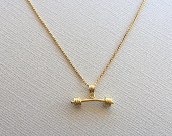 Barbell Necklace in Sterling Silver (18K Yellow Gold Plating)